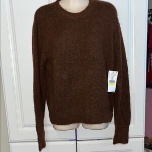 Karen Kane Rich Brown Crewneck Sweater women’s sz M alpaca wool